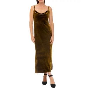 NWT Velvet Cowl-Neck Midi Dress - Green